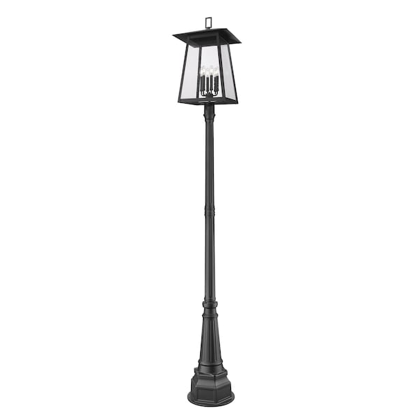 Z-Lite Rainer 6 Light Outdoor Post Mounted Fixture, 17.5in. W x 113.5in. H, Black 5015PHXXLR-564P-BK - main